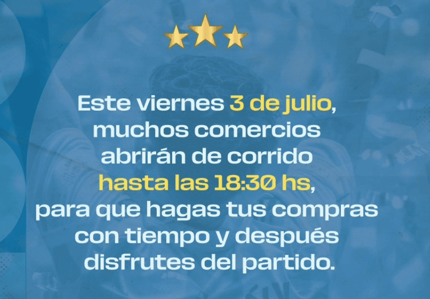 Comercios de Tunuyán cierran más temprano por partido de Argentina